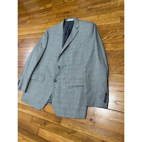 Perry Ellis Portfolio Mens Blazer Jacket Sz 44R Gray Glen Check 2 Btn Sport Coat - Picture 2 of 7